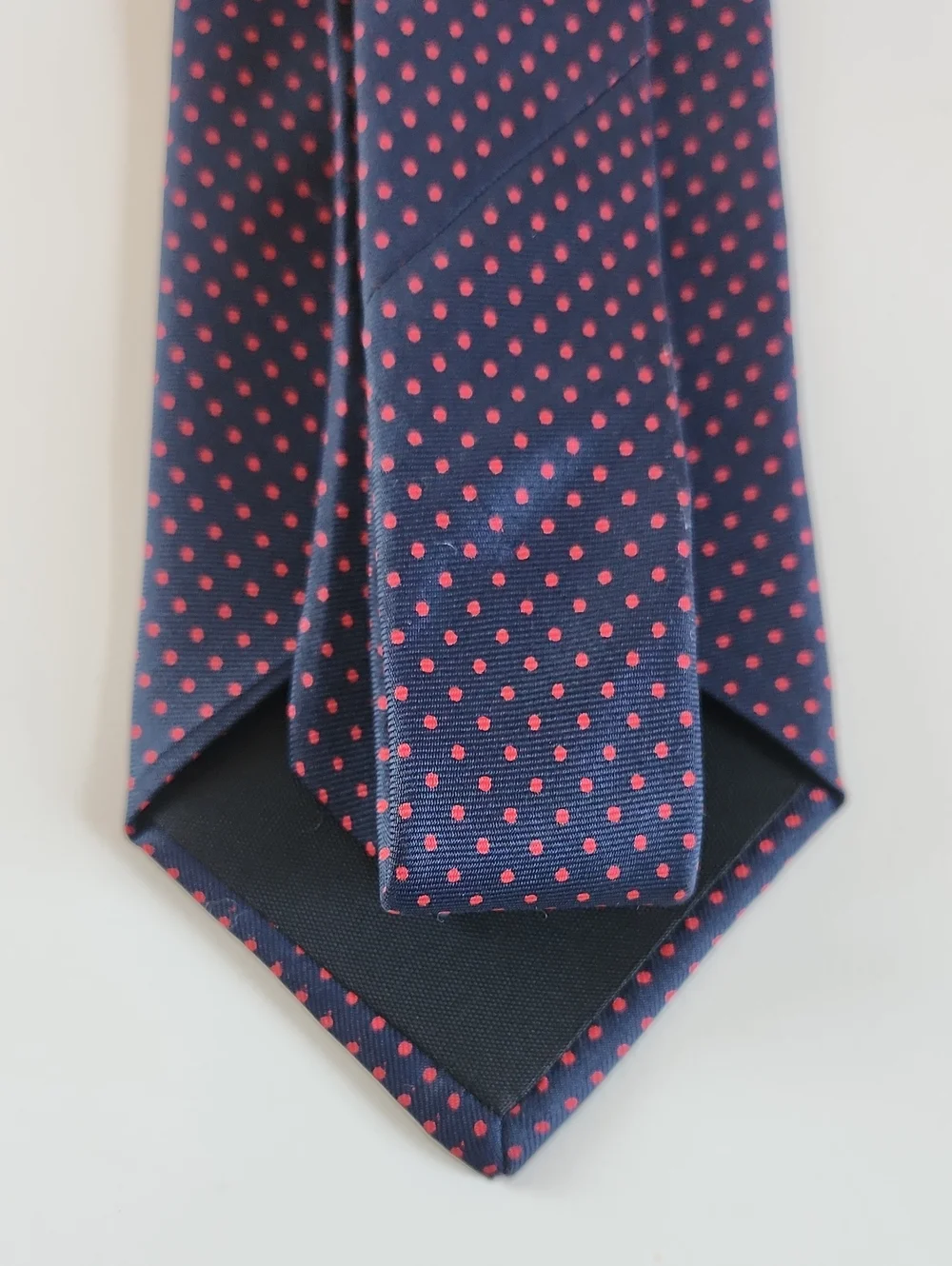 Duxbury Ltd. Navy Blue Red Polka Dot Silk Tie Classic Business Necktie